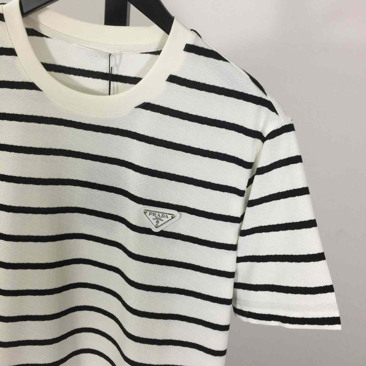 Prada Striped Short Sleeve Cotton T-Shirt - FashionPlug