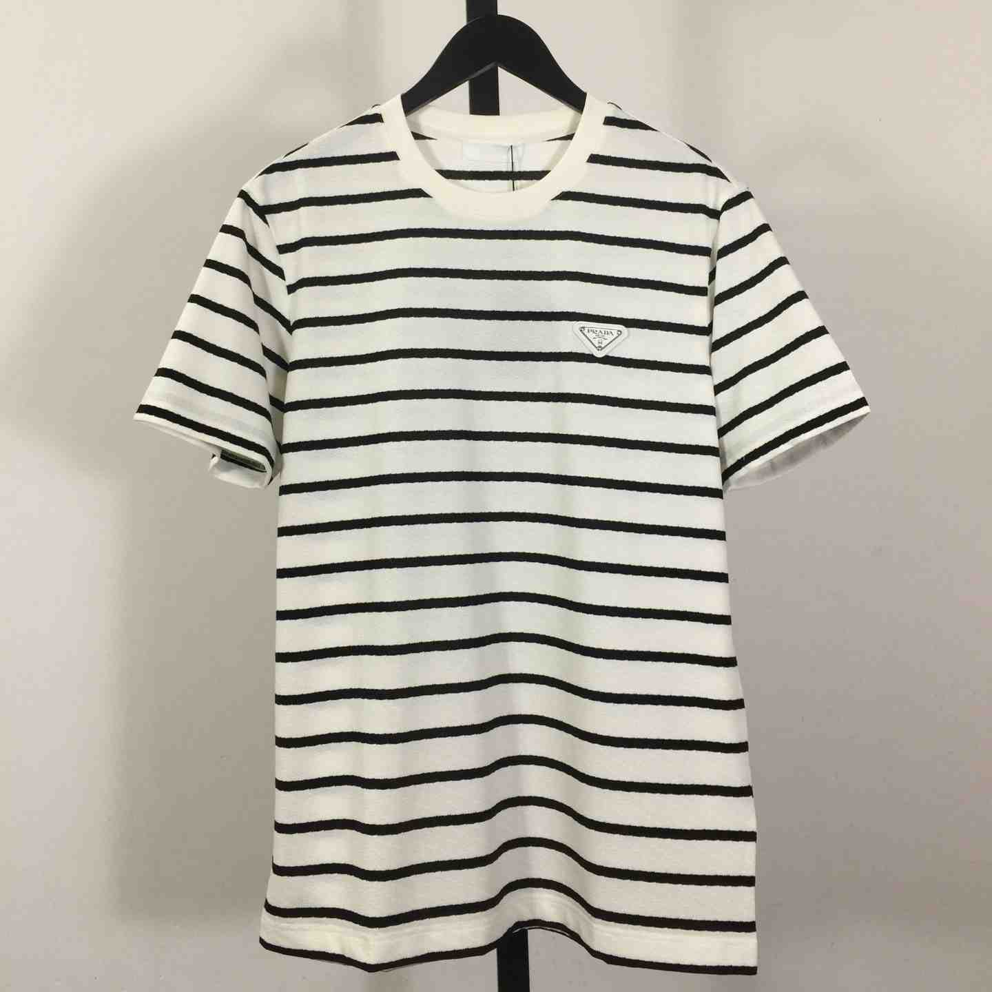 Prada Striped Short Sleeve Cotton T-Shirt - FashionPlug
