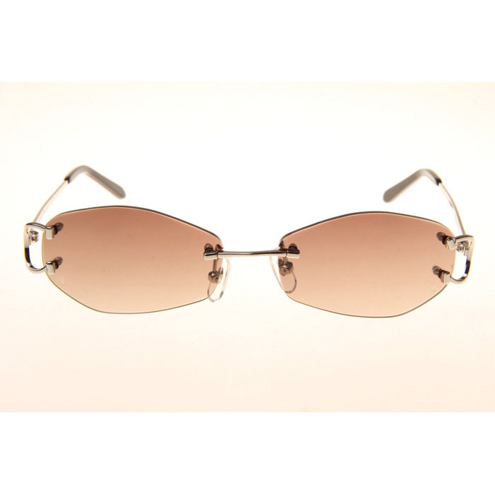 Cartier CT 4193831 Sunglasses In Silver Gradient Brown - FashionPlug