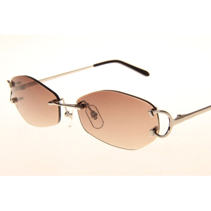Cartier CT 4193831 Sunglasses In Silver Gradient Brown - FashionPlug
