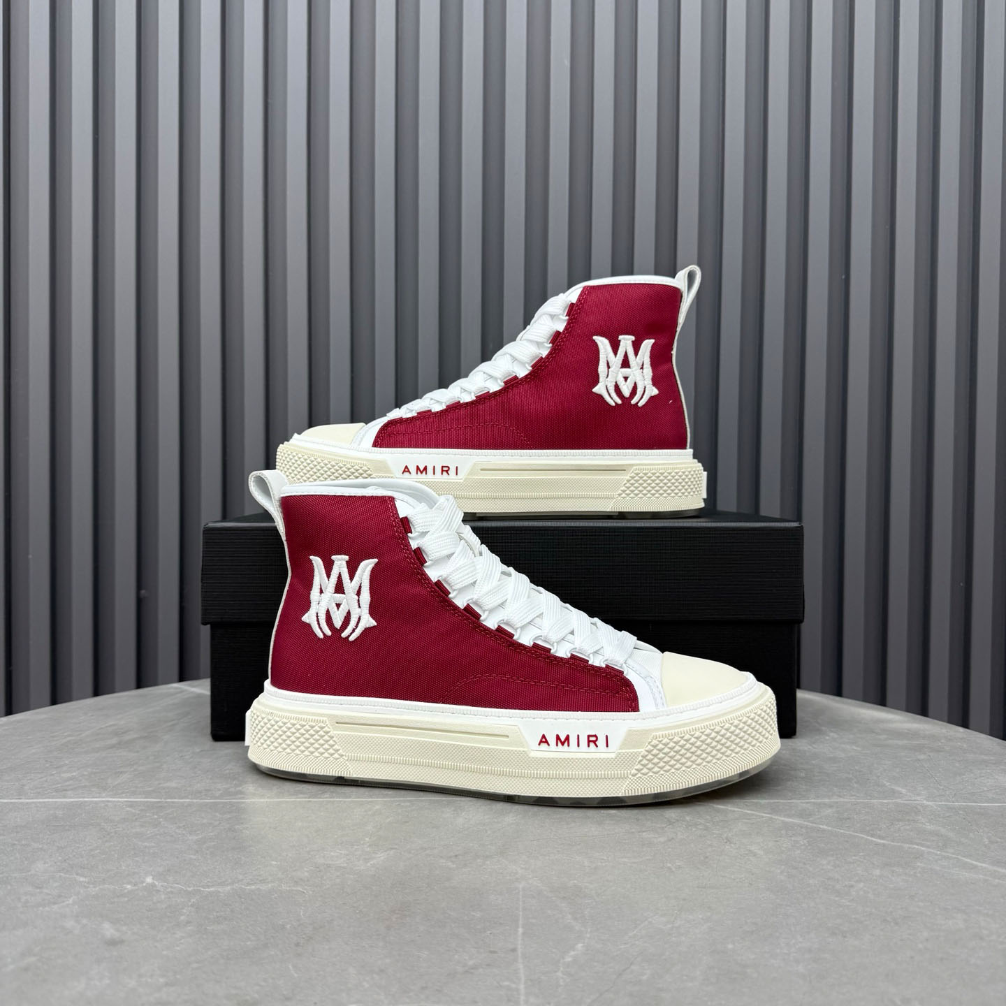 Amiri Burgundy Court Hi Sneakers - FashionPlug
