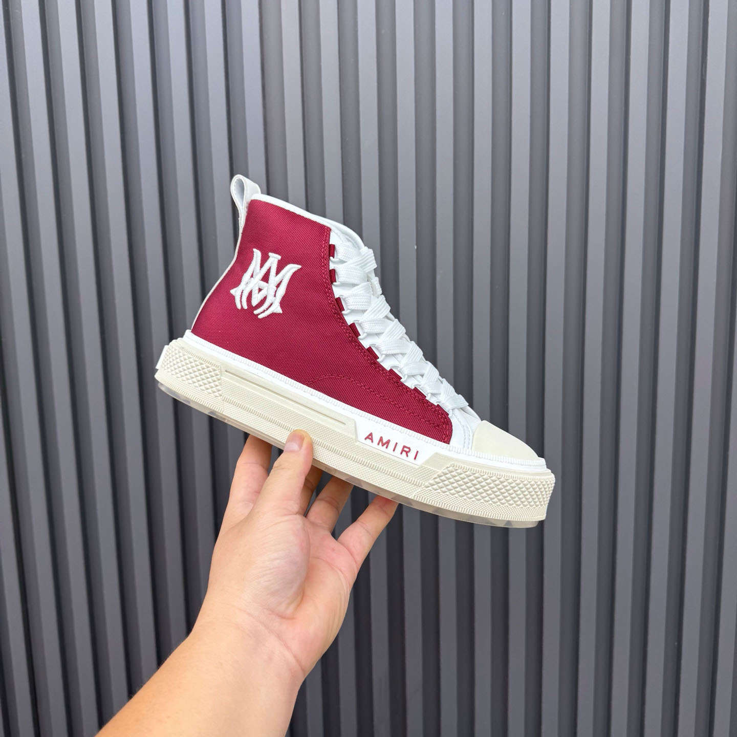 Amiri Burgundy Court Hi Sneakers - FashionPlug