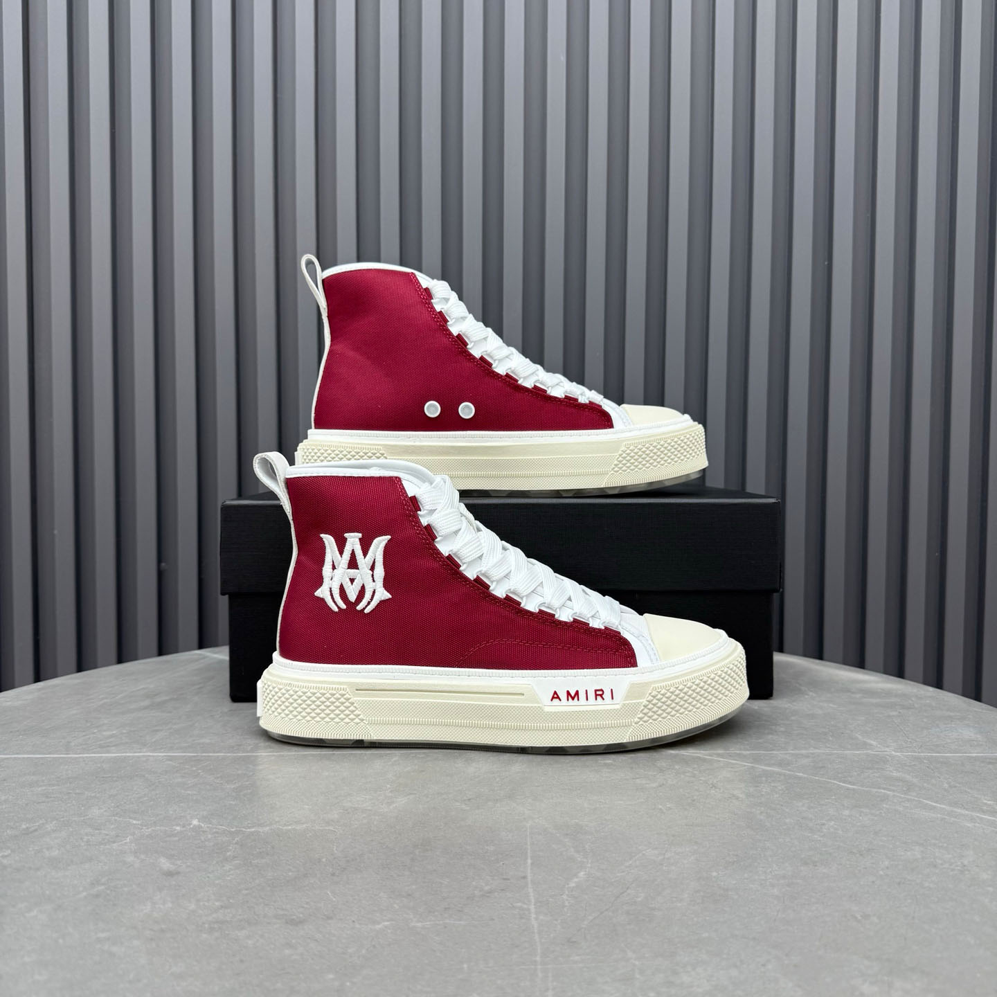 Amiri Burgundy Court Hi Sneakers - FashionPlug