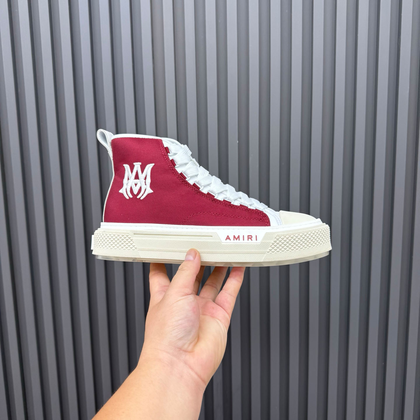 Amiri Burgundy Court Hi Sneakers - FashionPlug