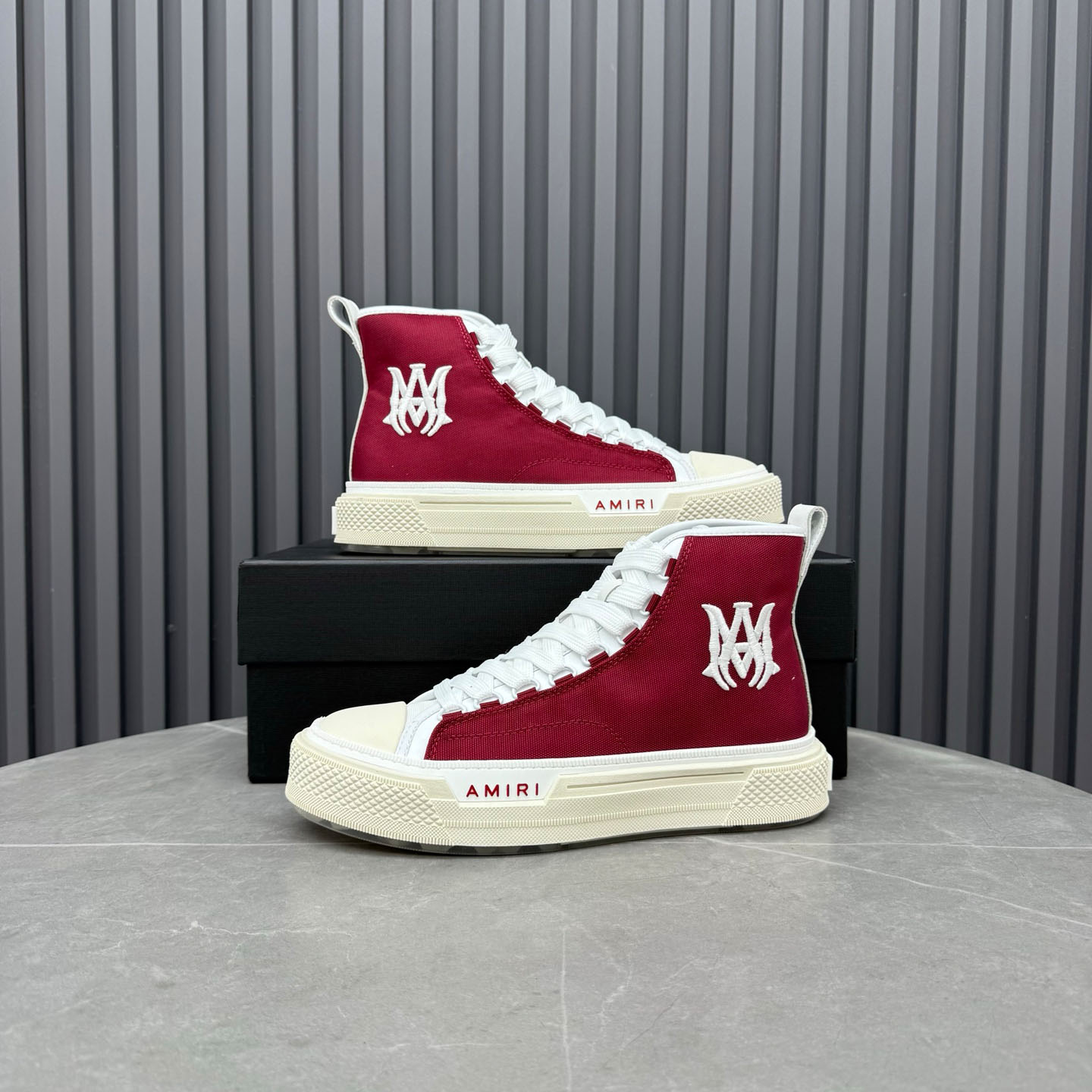 Amiri Burgundy Court Hi Sneakers - FashionPlug