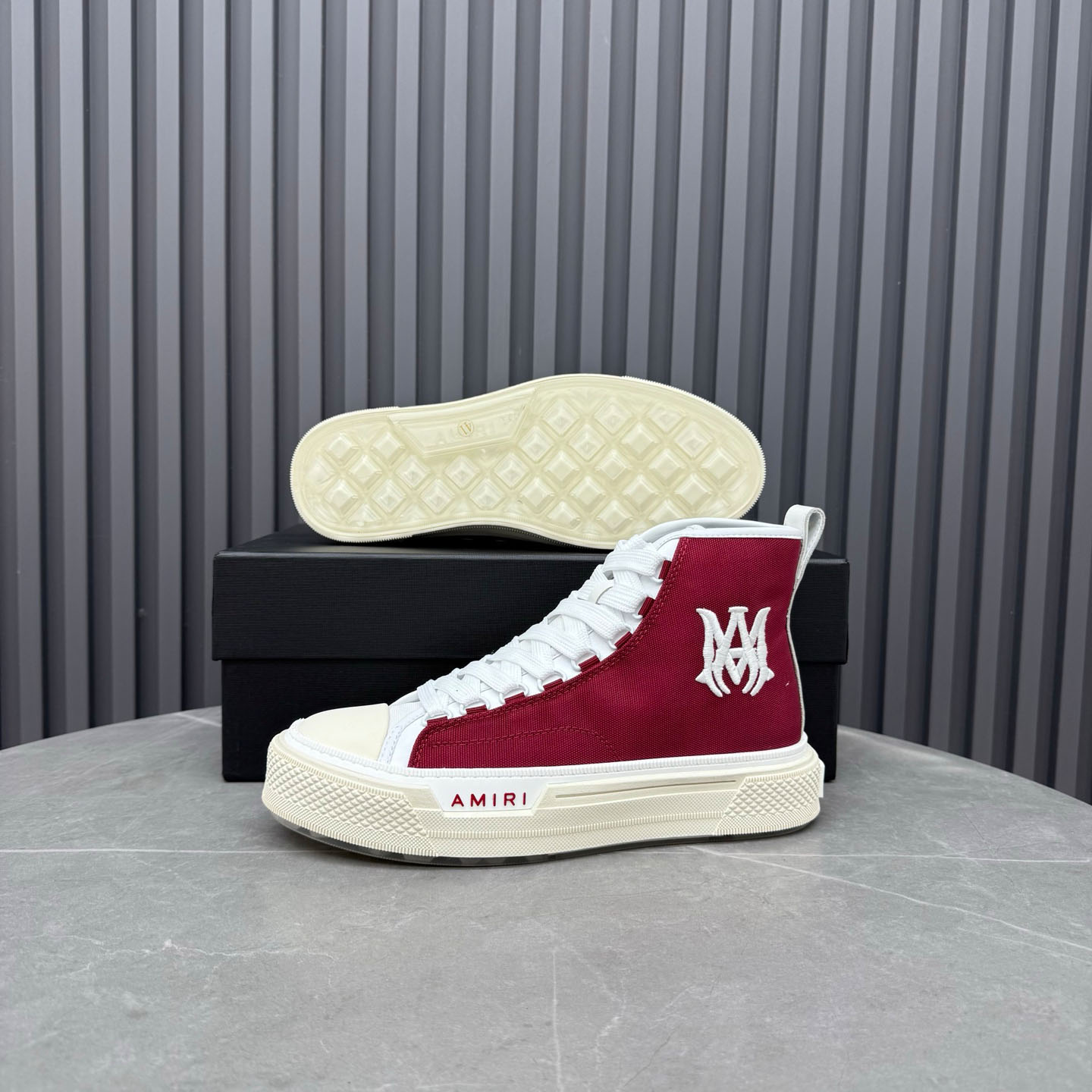 Amiri Burgundy Court Hi Sneakers - FashionPlug