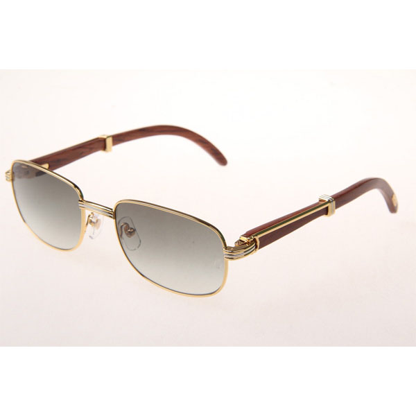 Cartier CT 7381148 Wood Sunglasses In Gold Grey - FashionPlug