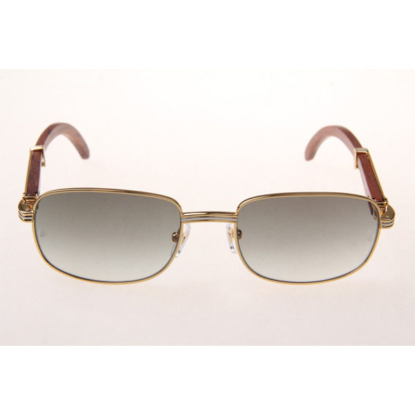 Cartier CT 7381148 Wood Sunglasses In Gold Grey - FashionPlug