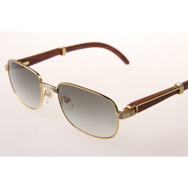 Cartier CT 7381148 Wood Sunglasses In Gold Grey - FashionPlug