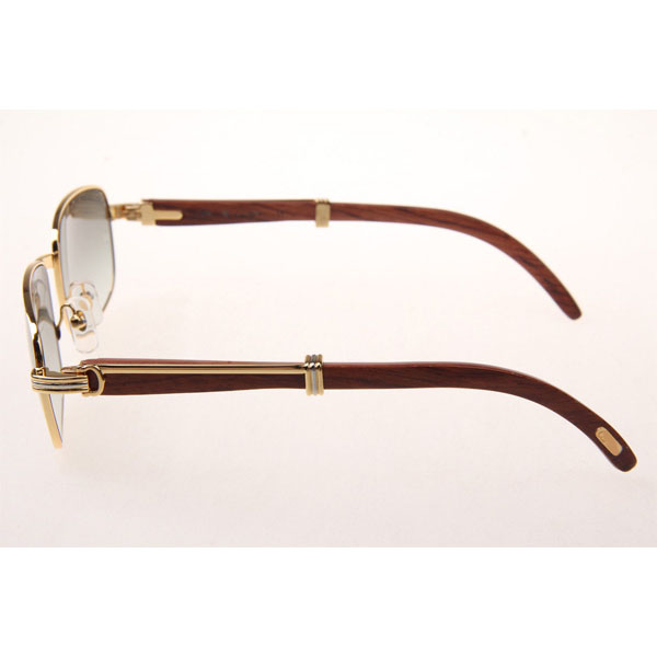 Cartier CT 7381148 Wood Sunglasses In Gold Grey - FashionPlug