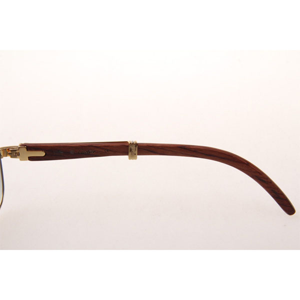 Cartier CT 7381148 Wood Sunglasses In Gold Grey - FashionPlug