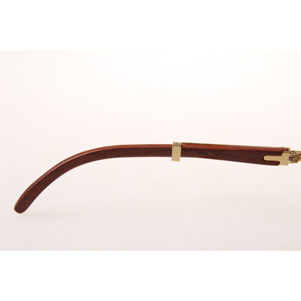 Cartier CT 7381148 Wood Sunglasses In Gold Grey - FashionPlug