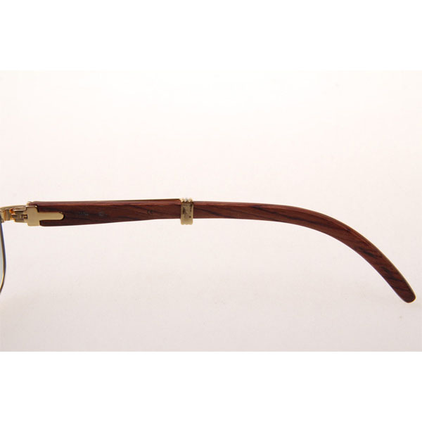 Cartier CT 7381148 Wood Sunglasses In Gold Grey - FashionPlug