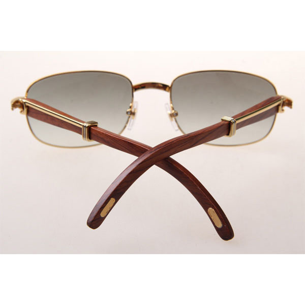 Cartier CT 7381148 Wood Sunglasses In Gold Grey - FashionPlug