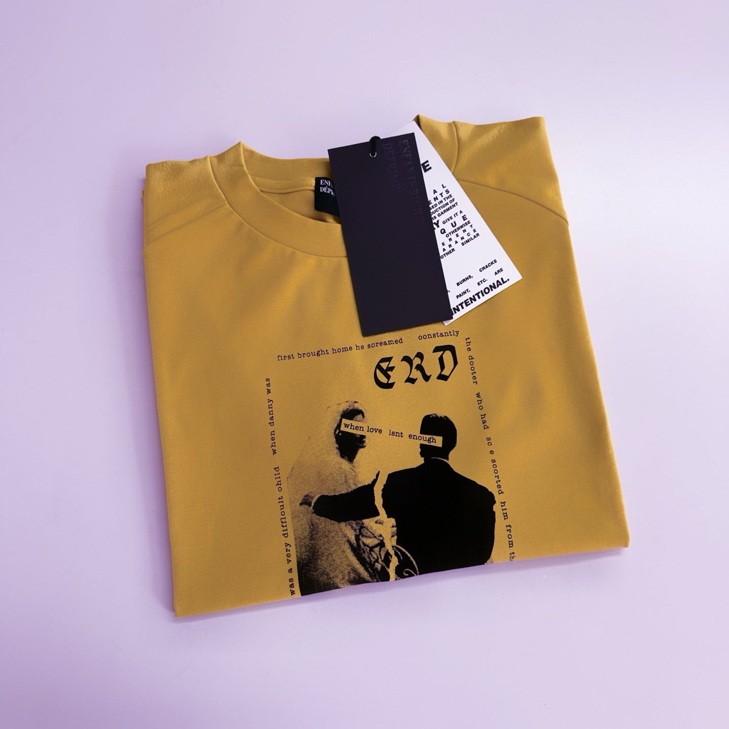 Enfants Riches Déprimés Love Isn’t Enough Mock Neck T-Shirt 'Chai Tea' - FashionPlug