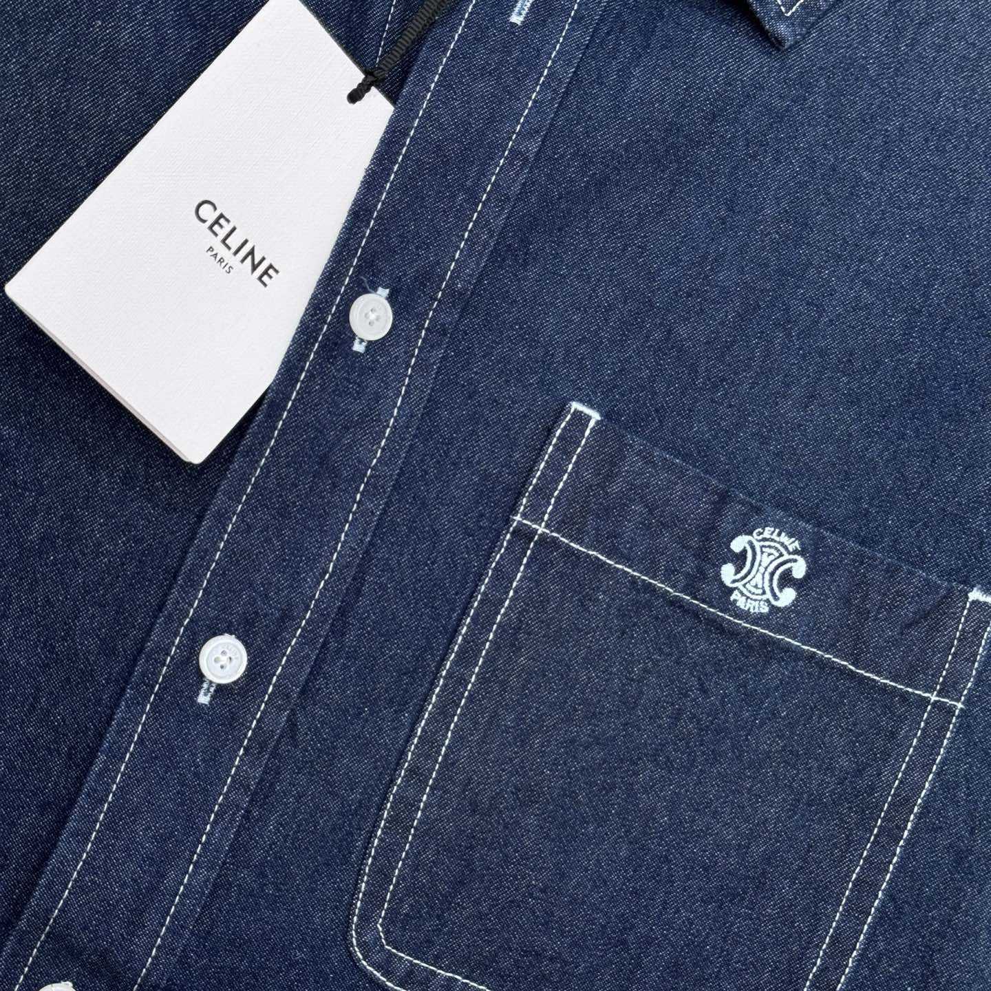 Celine Overshirt In Cotton Denim - FashionPlug