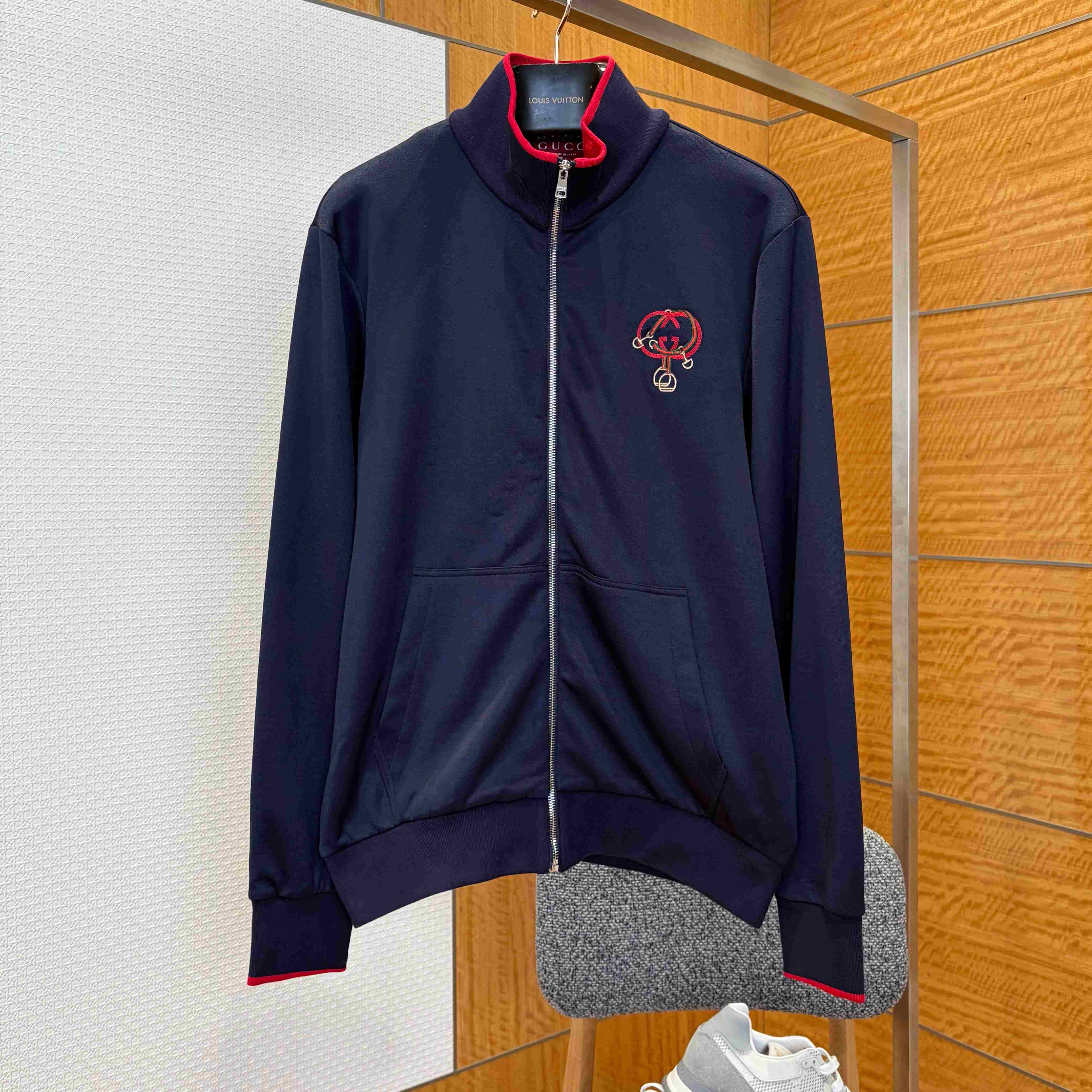 Gucci Technical Jersey Zip Jacket With Embroidery - FashionPlug