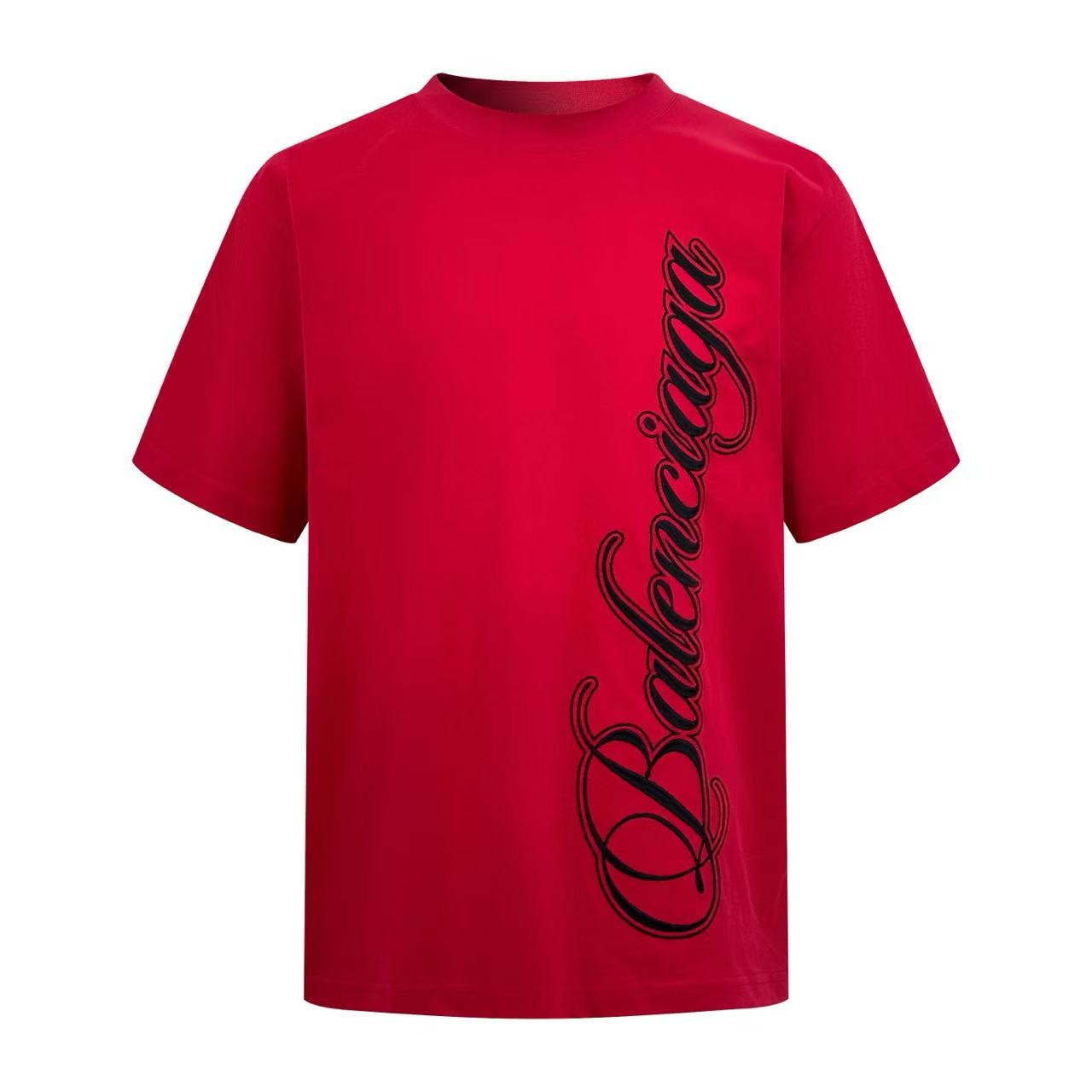 Balenciaga Cursive T-shirt Medium Fit in Red/black - FashionPlug