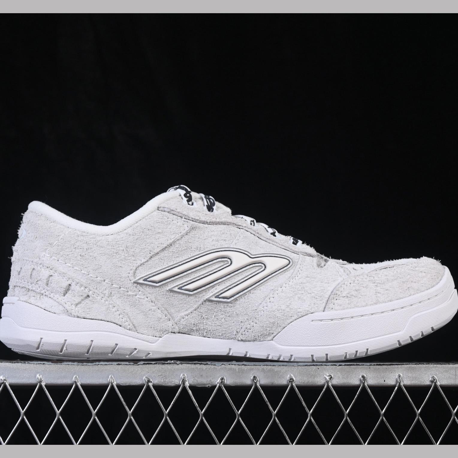 Balenciaga Hamptons Sneaker In Off-white And Black Brushed Suede Cowskin - FashionPlug