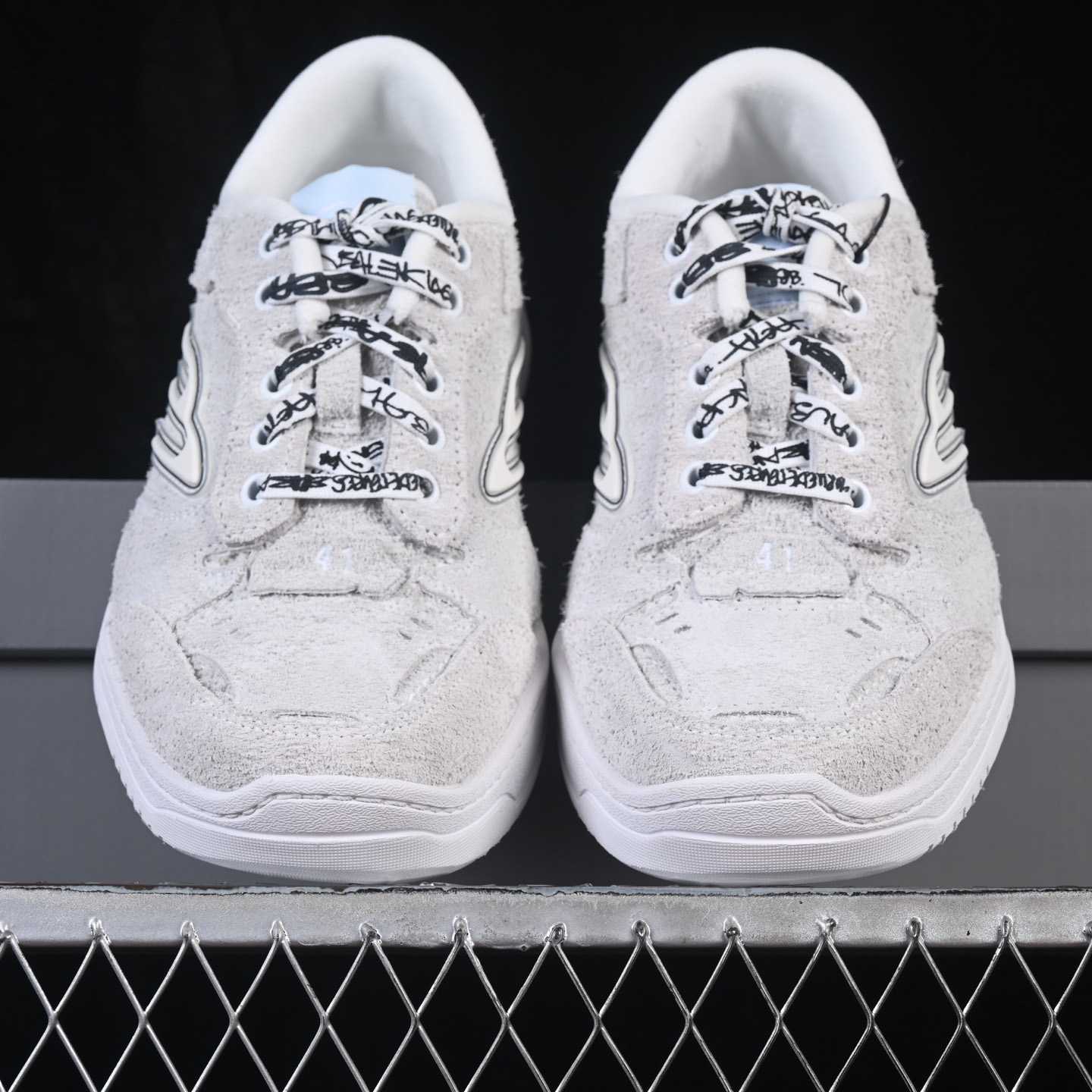 Balenciaga Hamptons Sneaker In Off-white And Black Brushed Suede Cowskin - FashionPlug