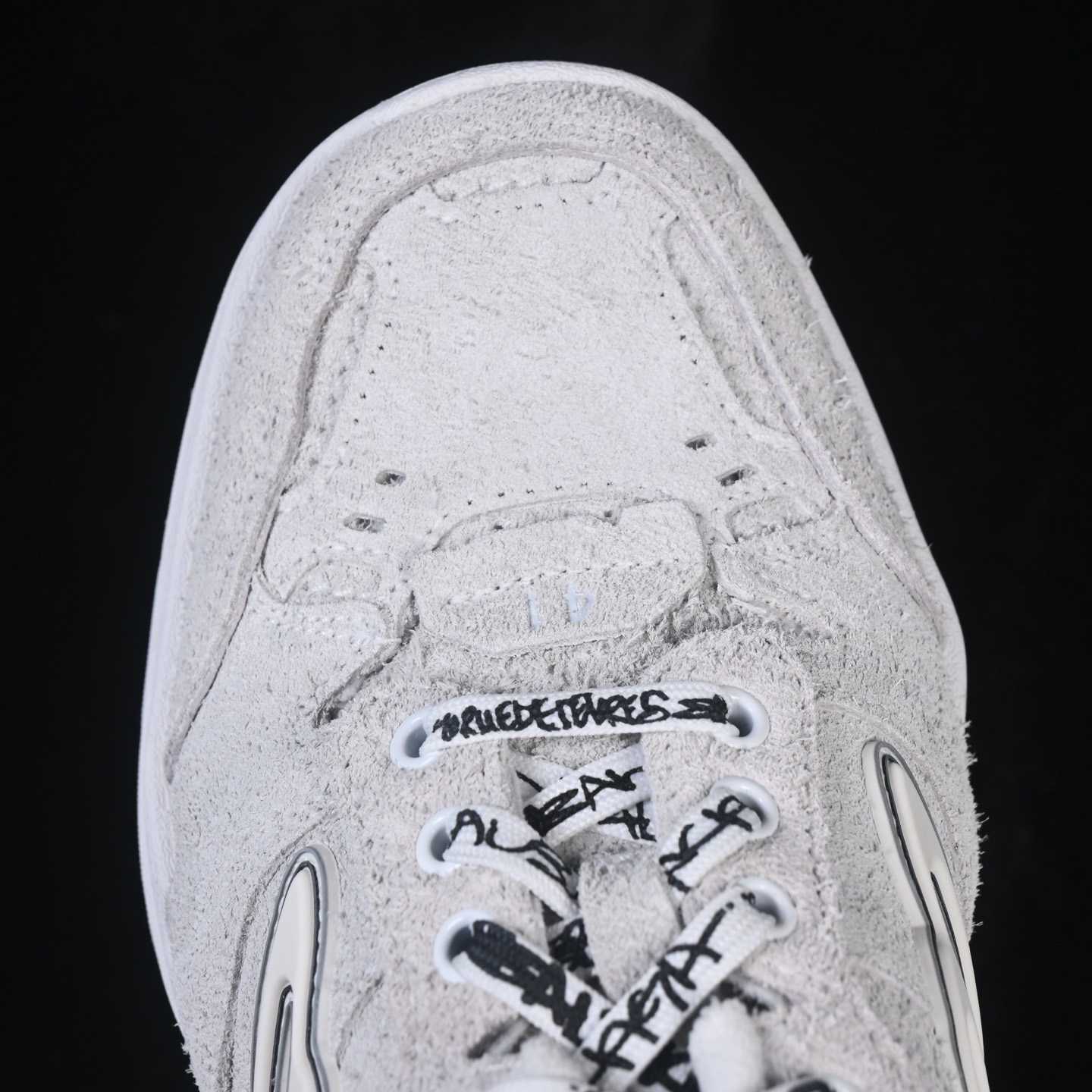 Balenciaga Hamptons Sneaker In Off-white And Black Brushed Suede Cowskin - FashionPlug