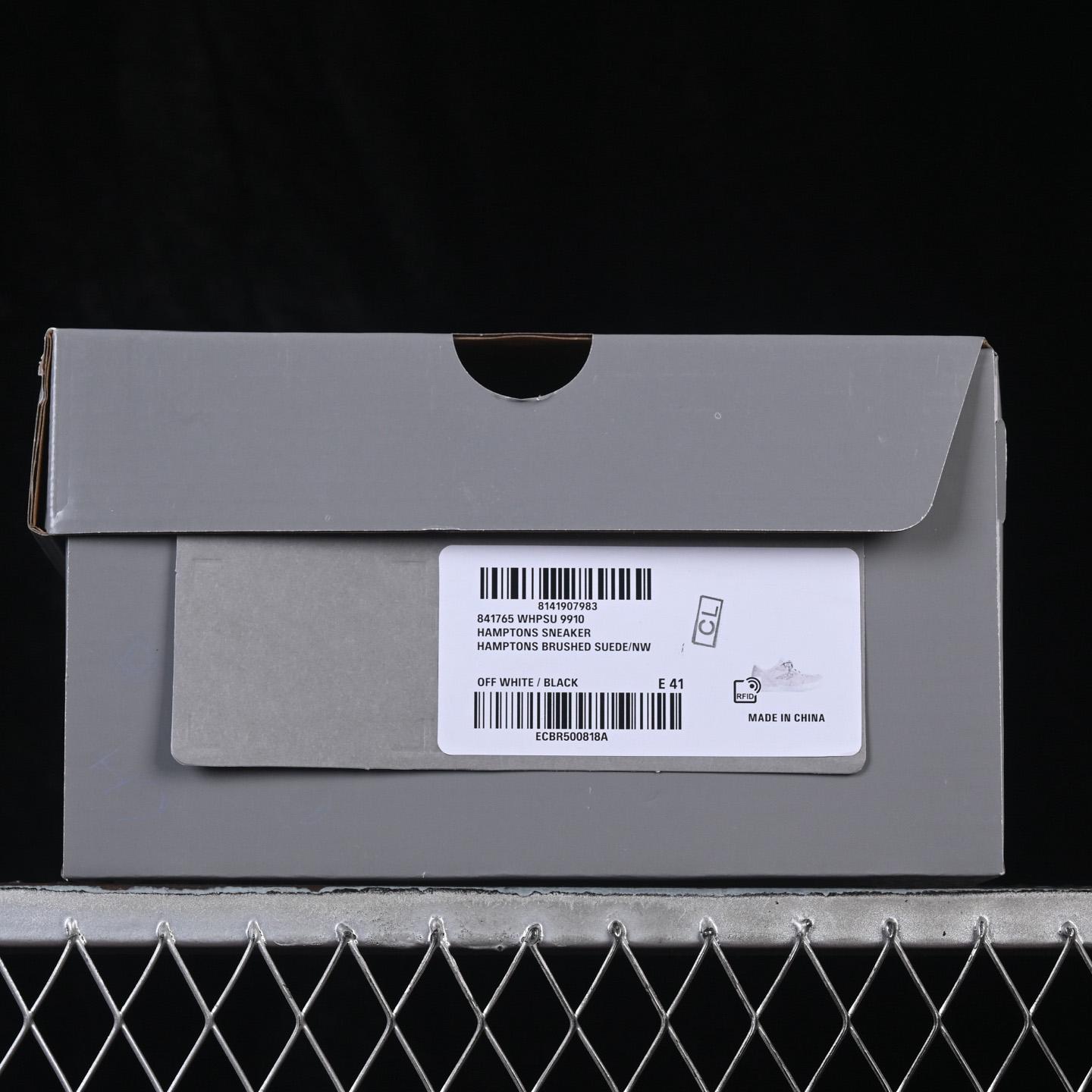 Balenciaga Hamptons Sneaker In Off-white And Black Brushed Suede Cowskin - FashionPlug