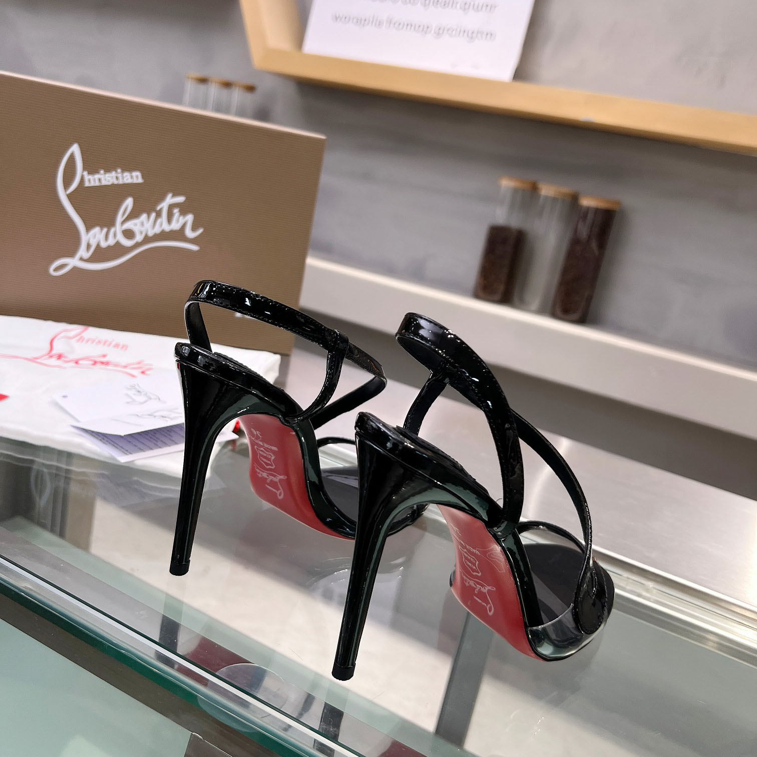 Christian Louboutin Rosa Z  100 mm Sandals  Patent Calf Leather - Black  - FashionPlug