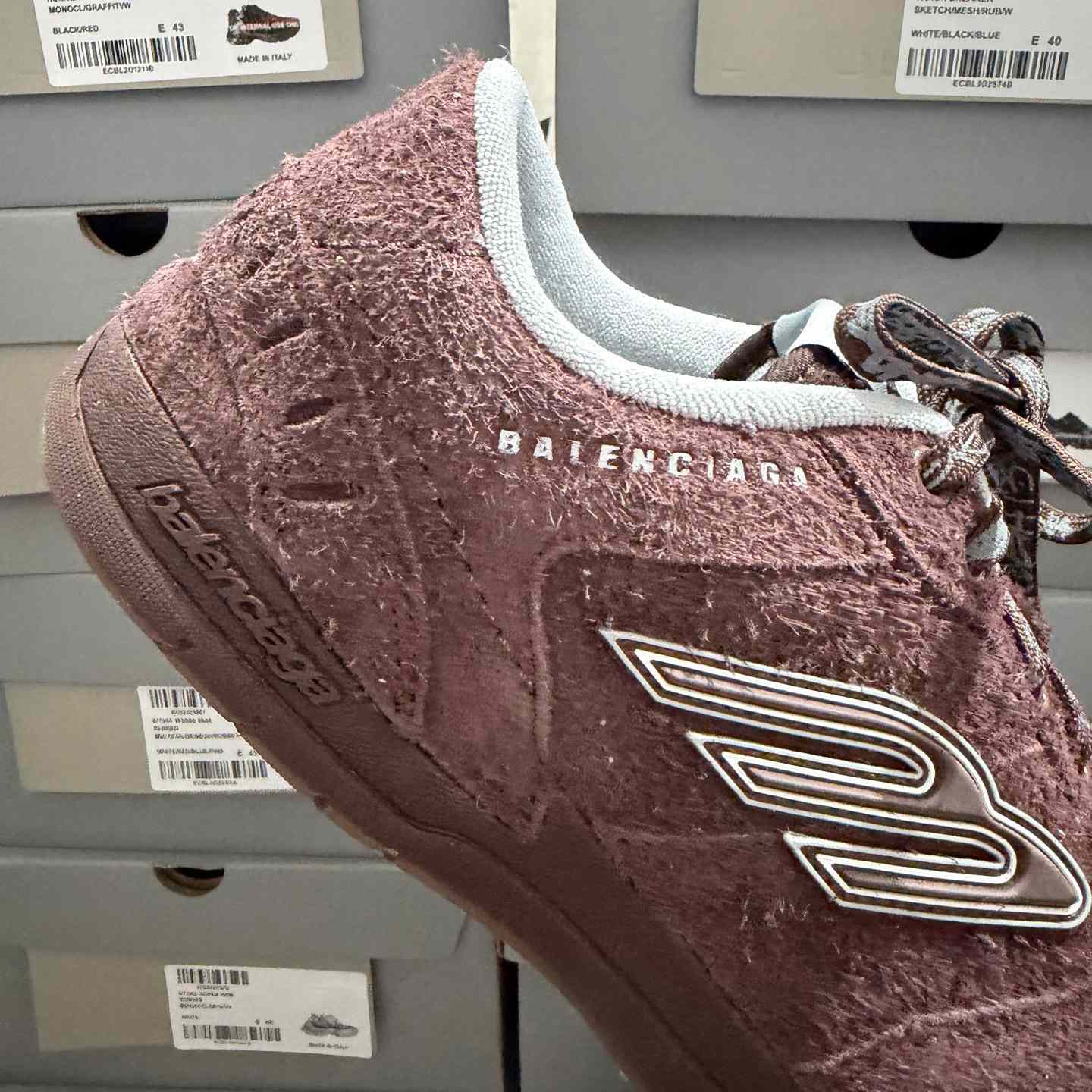 Balenciaga Hamptons Sneaker In Dark Brown And Beige Brushed Suede Cowskin - FashionPlug