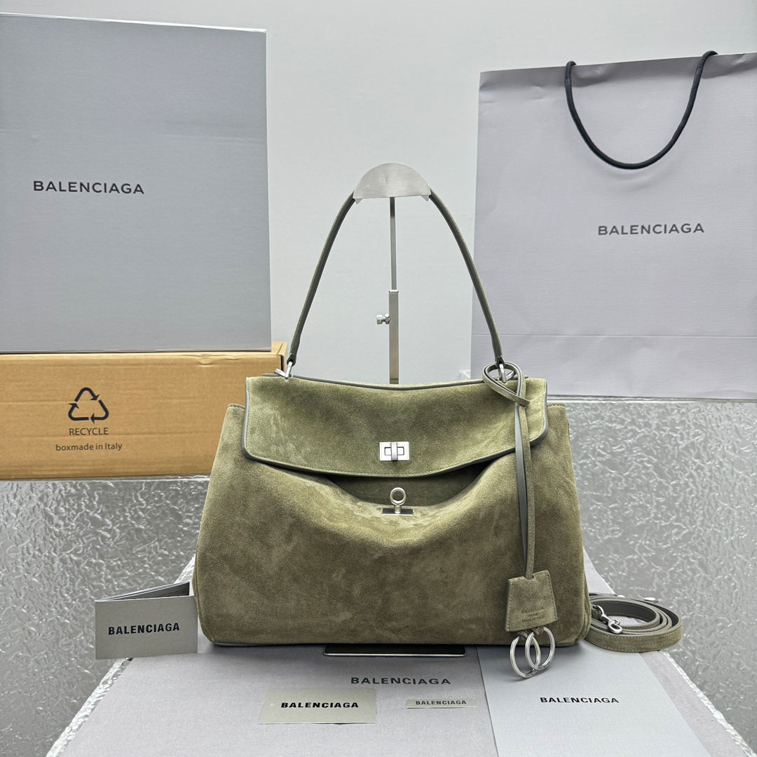 Balenciaga  Rodeo Handbag Medium In Khaki - FashionPlug