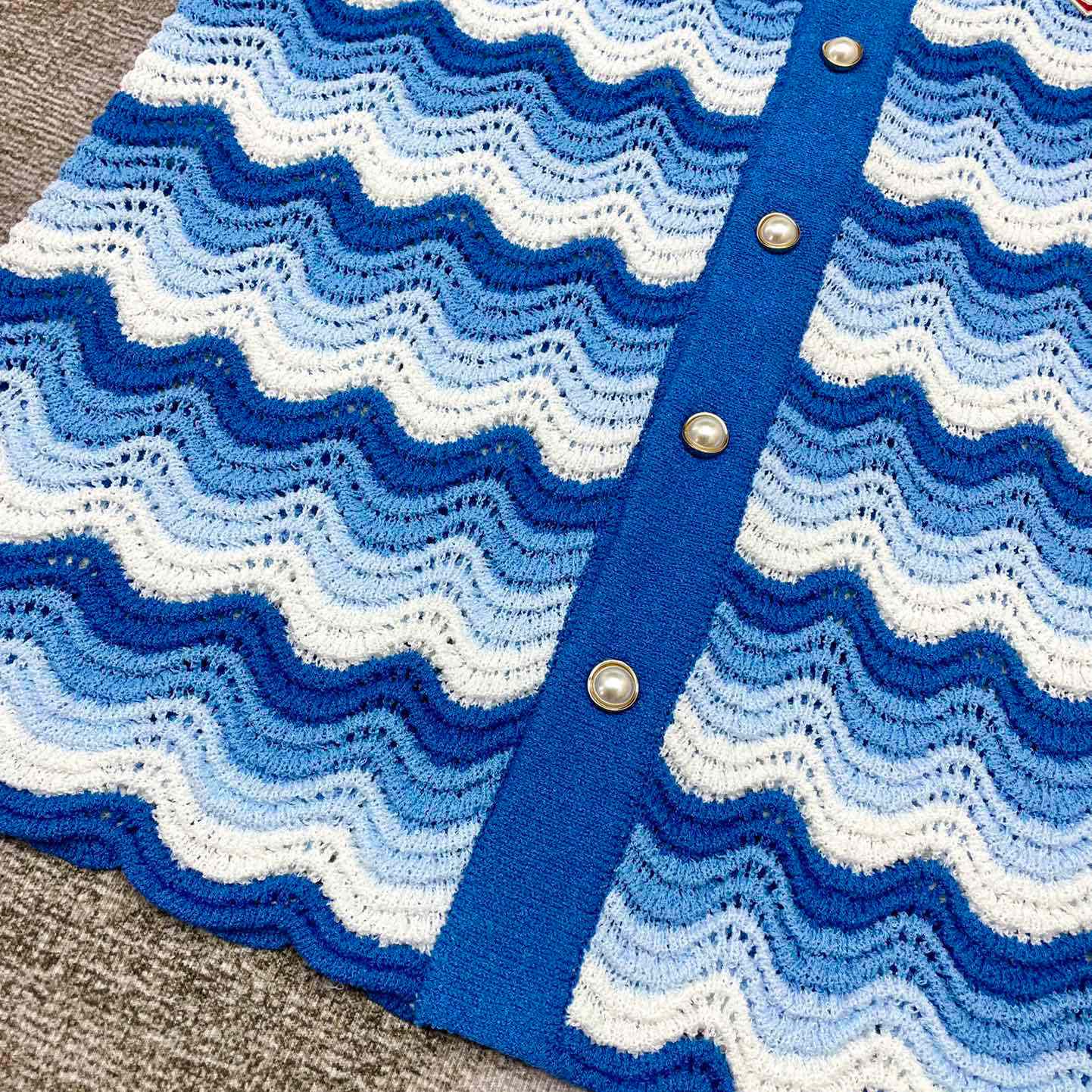 Casablanca Wavy Gradient Crochet Shirt D007 - FashionPlug