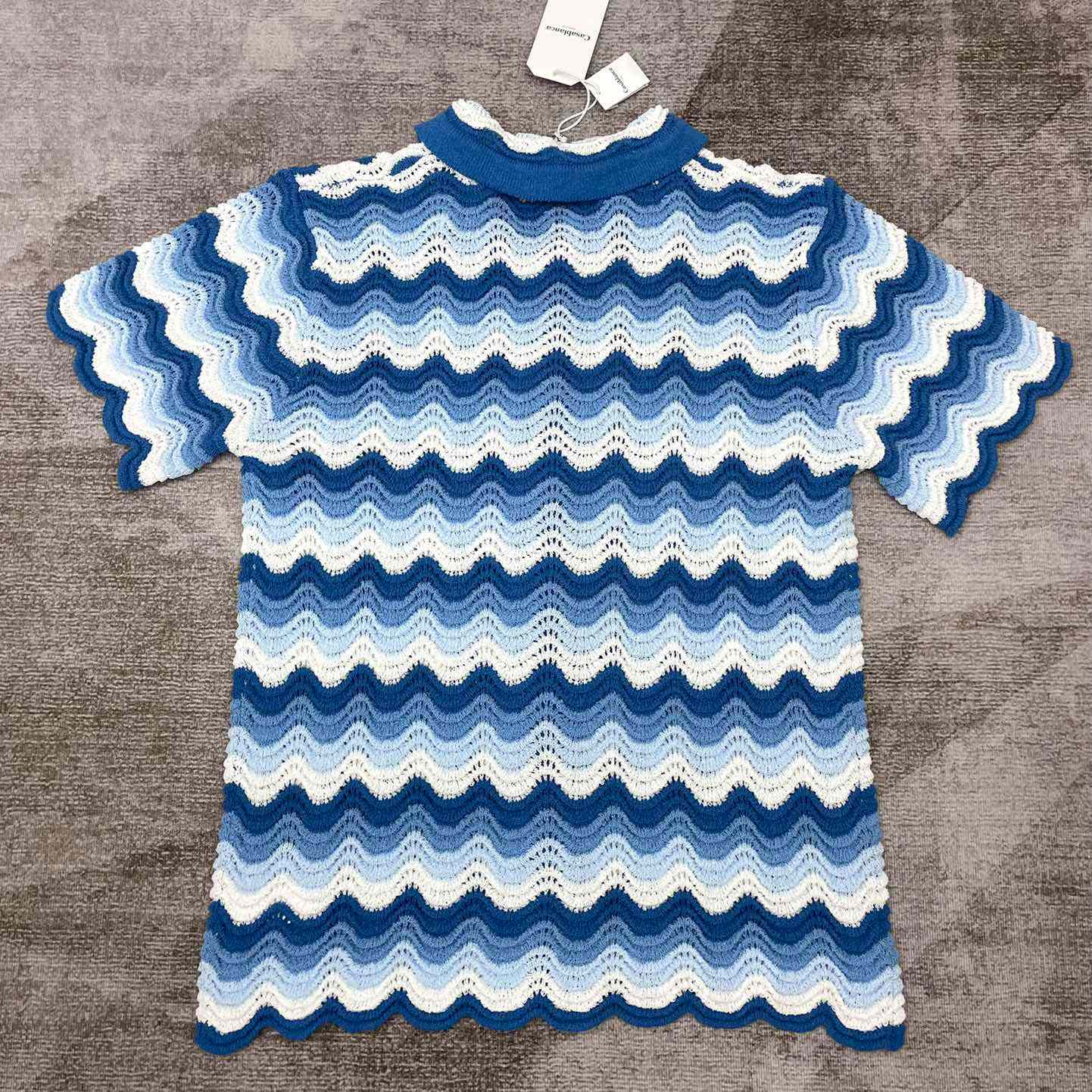 Casablanca Wavy Gradient Crochet Shirt D007 - FashionPlug