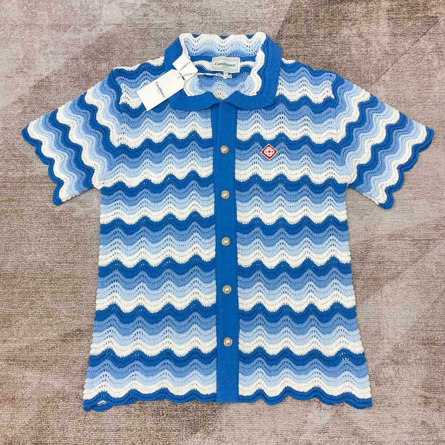 Casablanca Wavy Gradient Crochet Shirt D007 - FashionPlug
