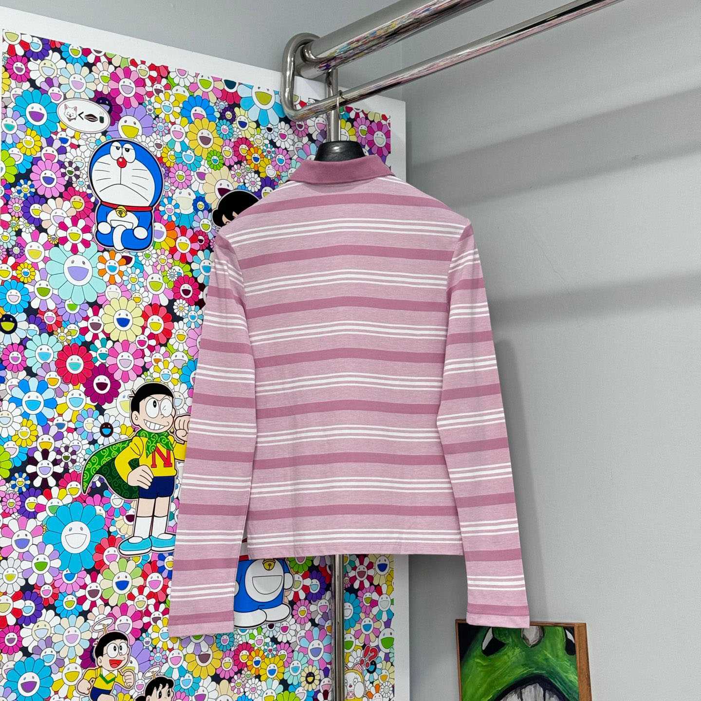 Prada Long-sleeved Striped Piqué Polo Shirt - FashionPlug