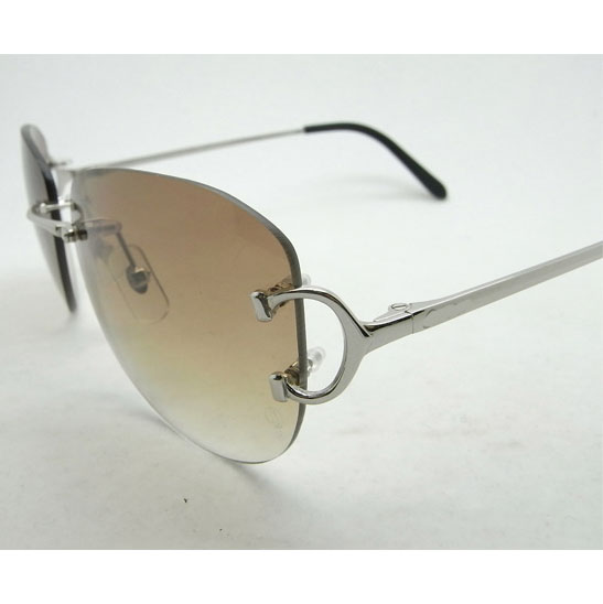 Cartier CT 4193829 Sunglasses In Silver Gradient Brown - FashionPlug