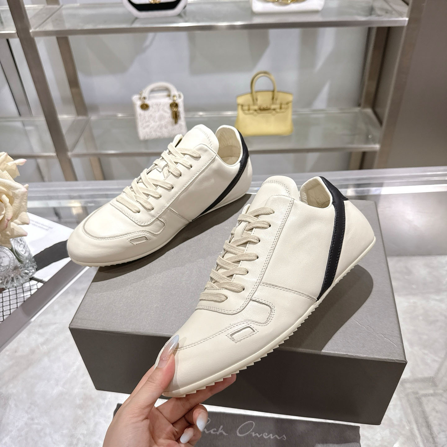 Rick Owens Concordians Minimal Sneaker 'Milk Black' - FashionPlug