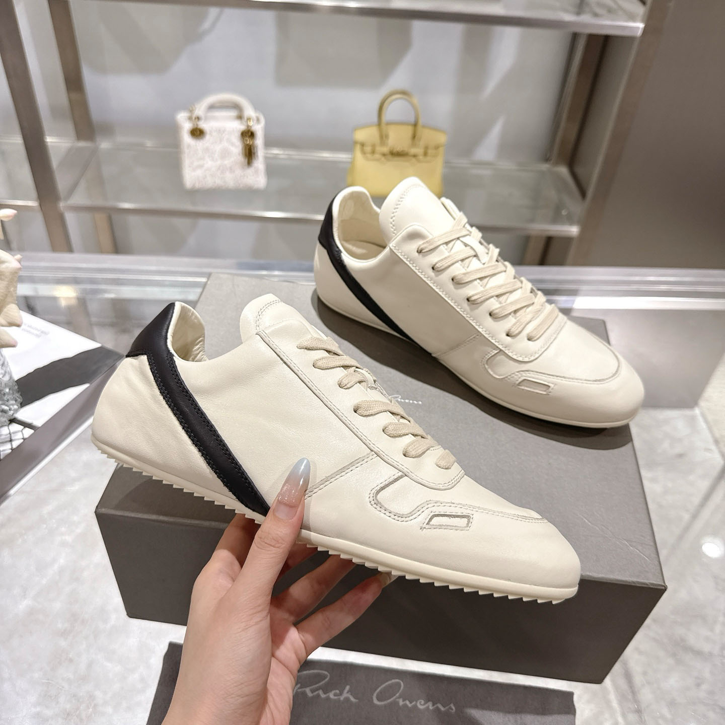 Rick Owens Concordians Minimal Sneaker 'Milk Black' - FashionPlug