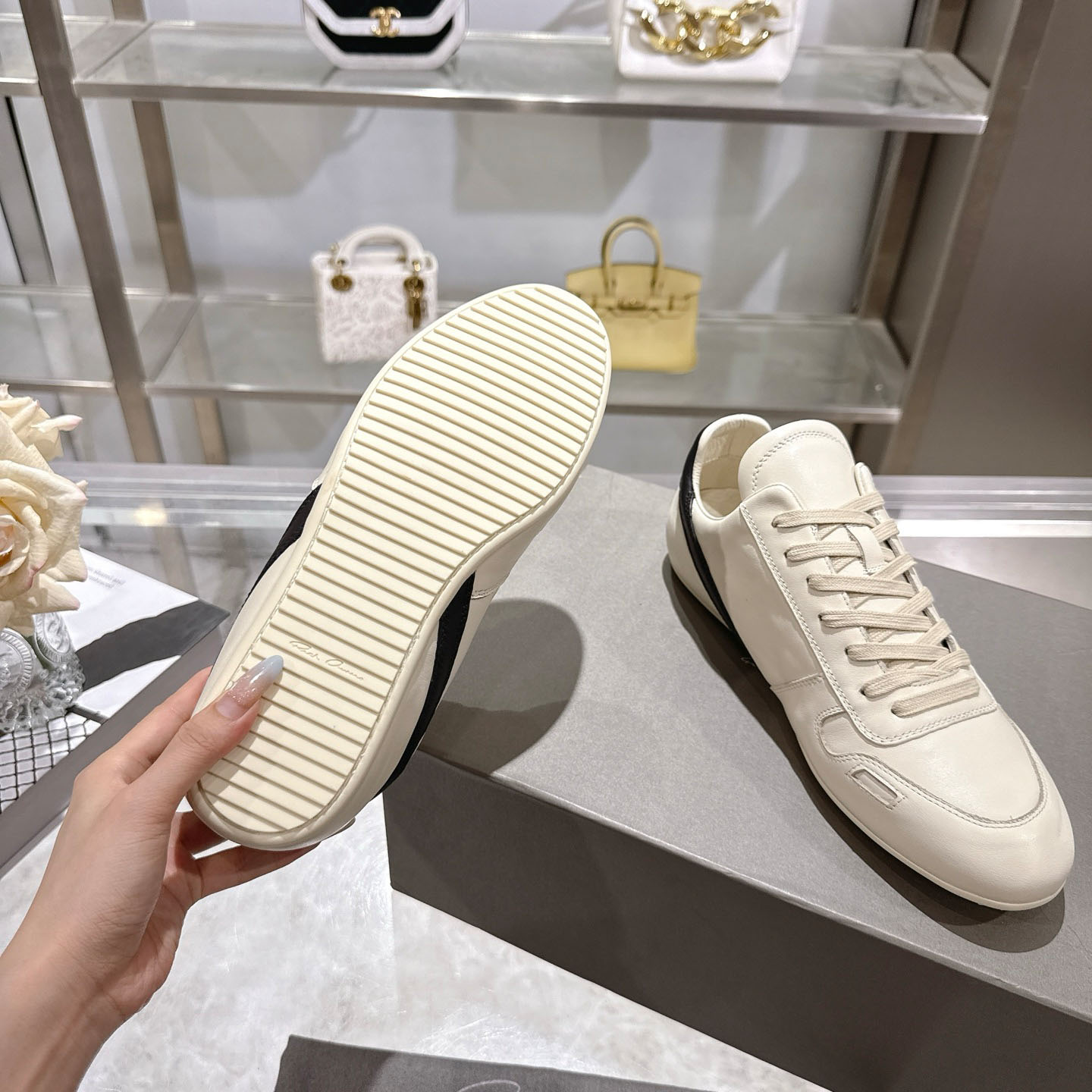 Rick Owens Concordians Minimal Sneaker 'Milk Black' - FashionPlug