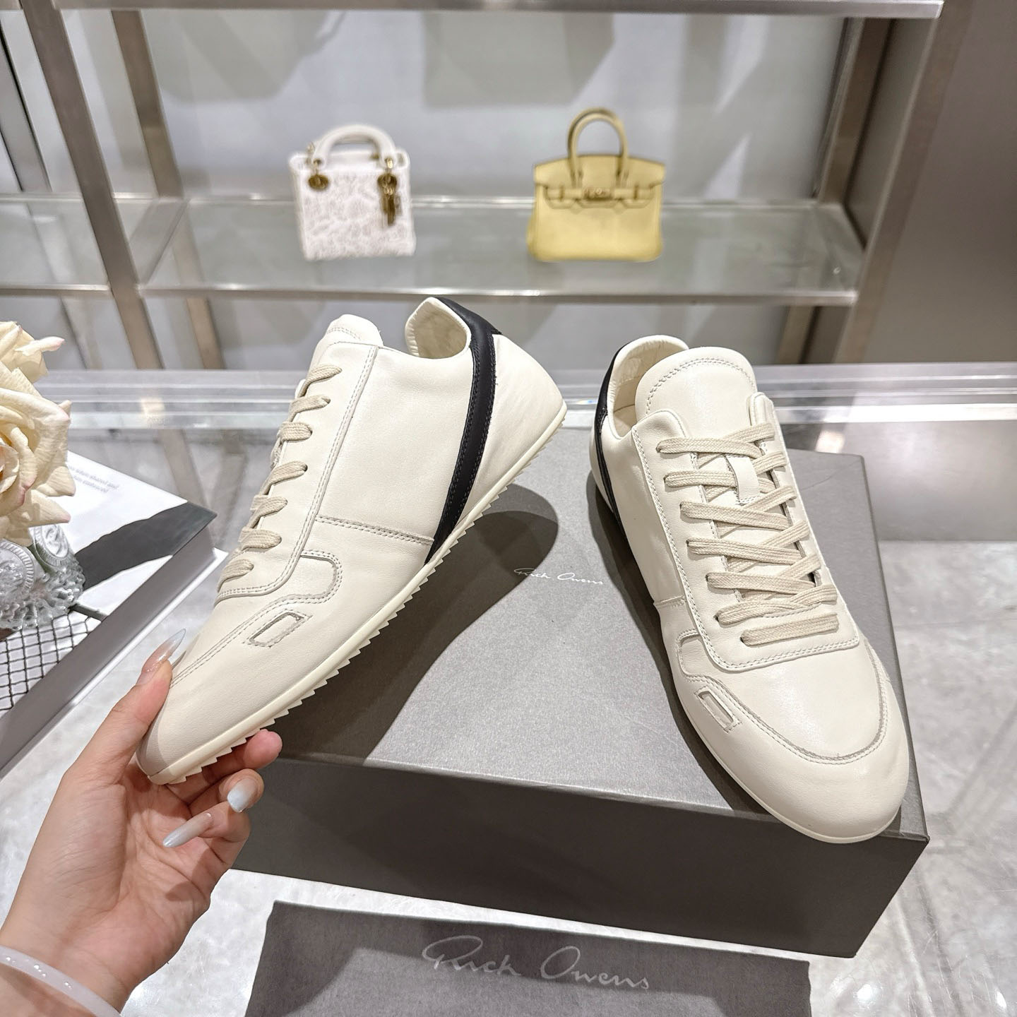 Rick Owens Concordians Minimal Sneaker 'Milk Black' - FashionPlug