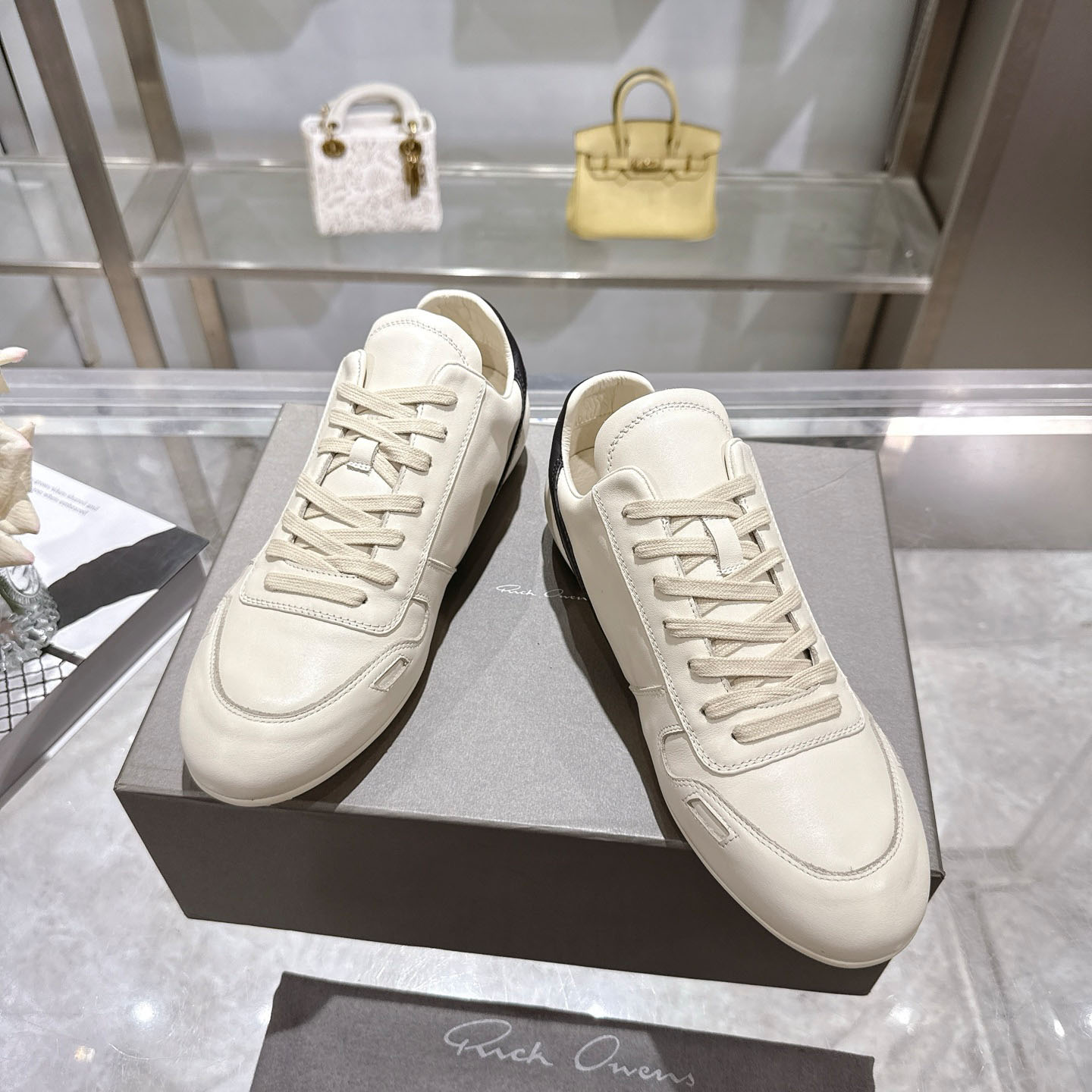 Rick Owens Concordians Minimal Sneaker 'Milk Black' - FashionPlug