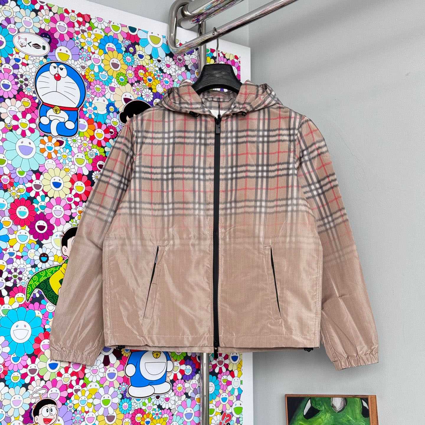 Burberry Gradient Check Hooded Jacket - FashionPlug