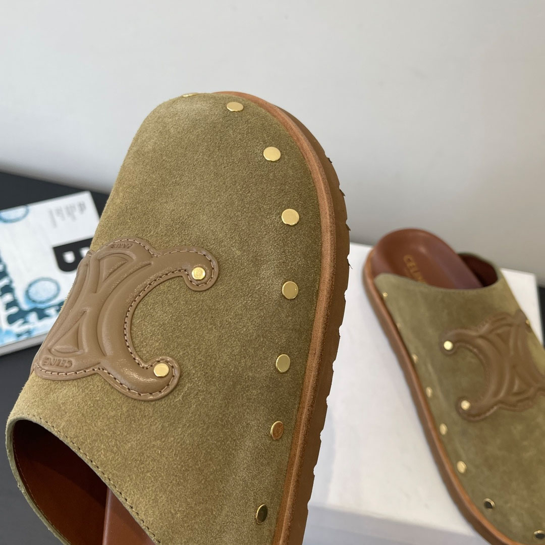 CELINE PITEA CLOG IN Suede Calfskin - FashionPlug