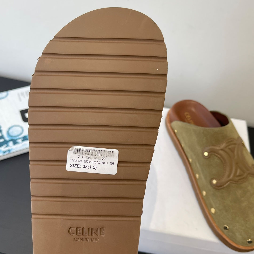CELINE PITEA CLOG IN Suede Calfskin - FashionPlug