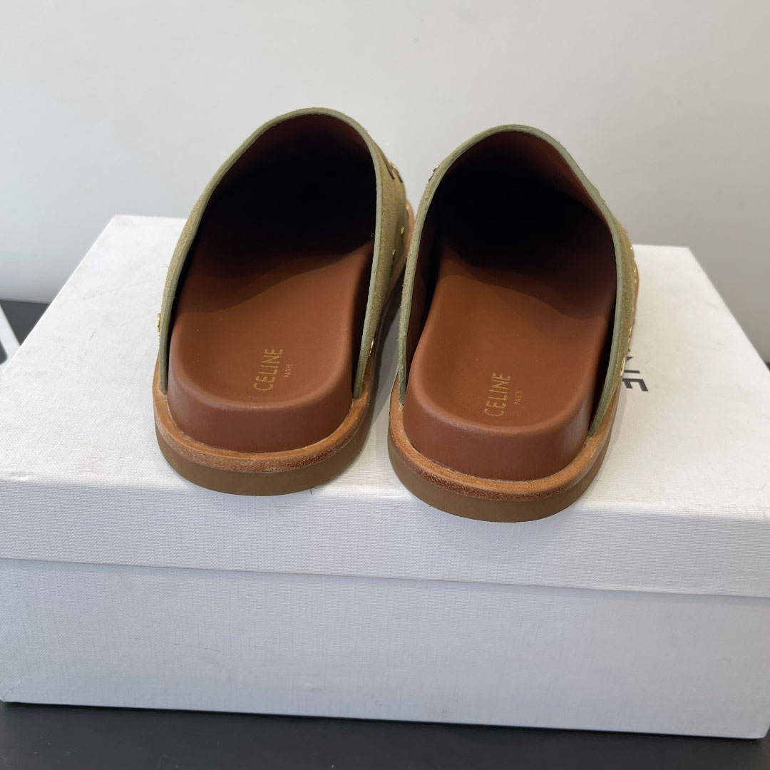 CELINE PITEA CLOG IN Suede Calfskin - FashionPlug