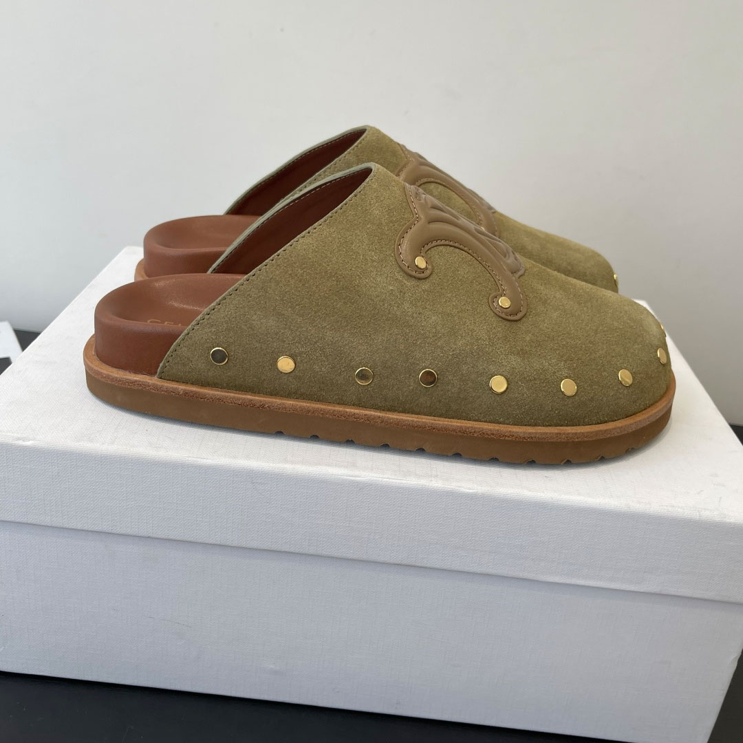 CELINE PITEA CLOG IN Suede Calfskin - FashionPlug