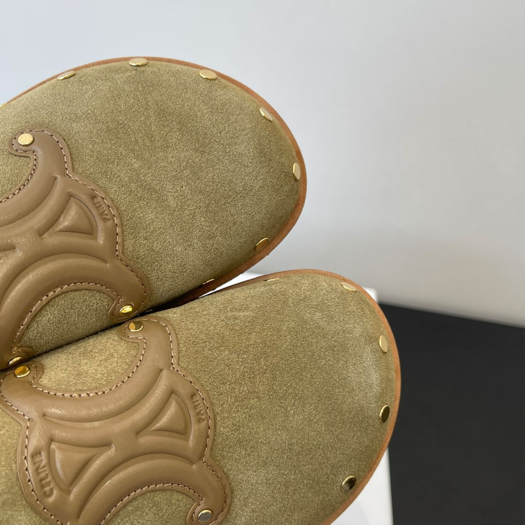 CELINE PITEA CLOG IN Suede Calfskin - FashionPlug