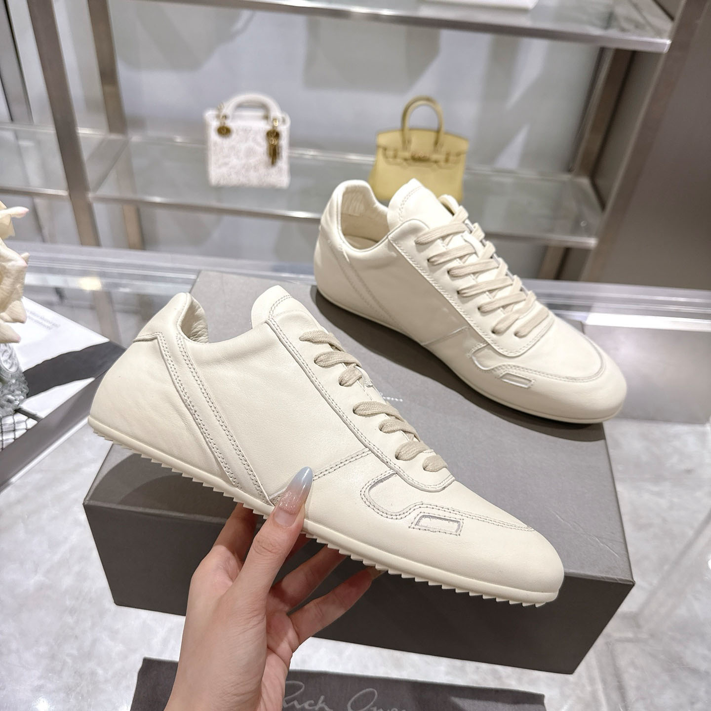 Rick Owens Off-White Temple Minimal Sneakers - FashionPlug
