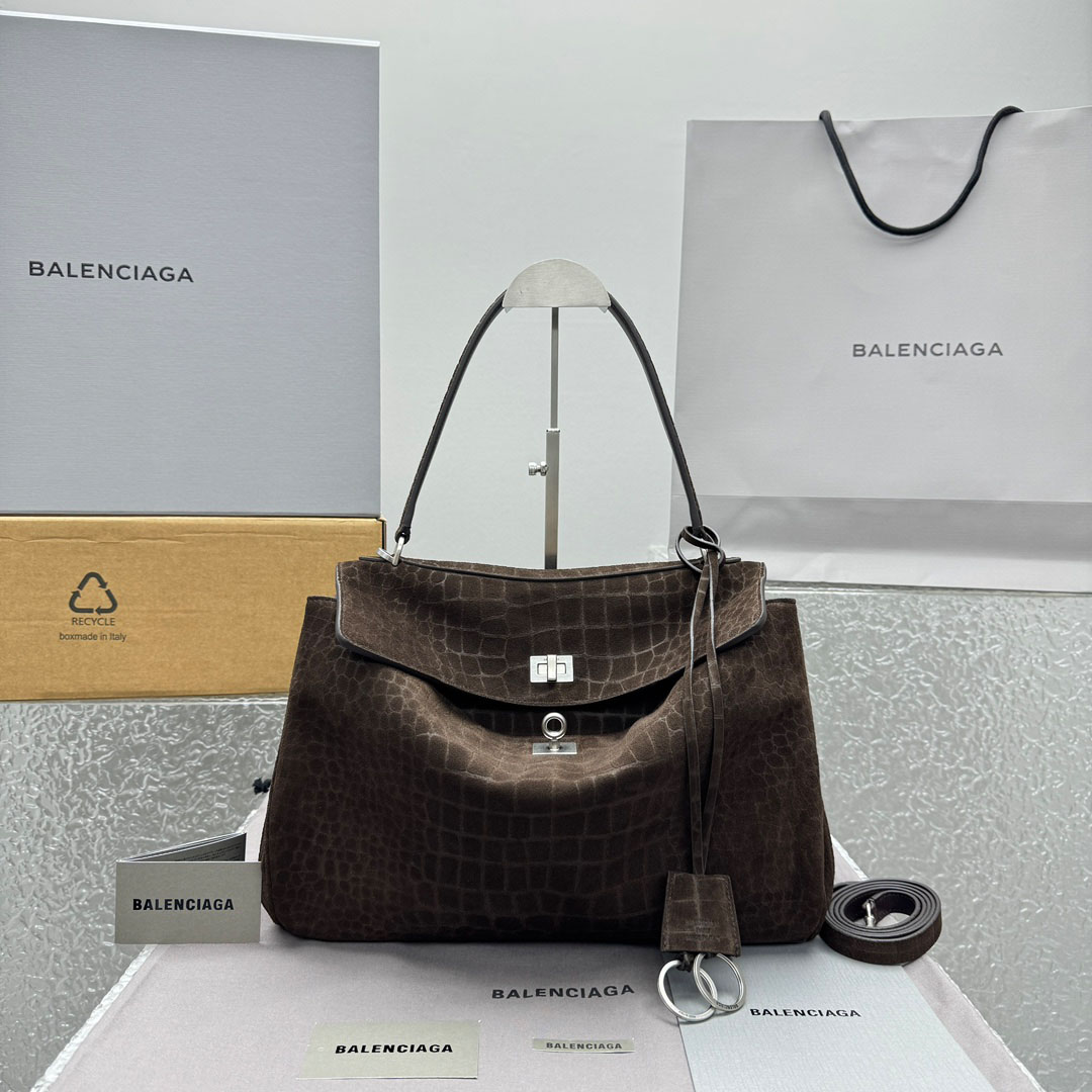 Balenciaga Rodeo Handbag Medium In Dark Brown - FashionPlug