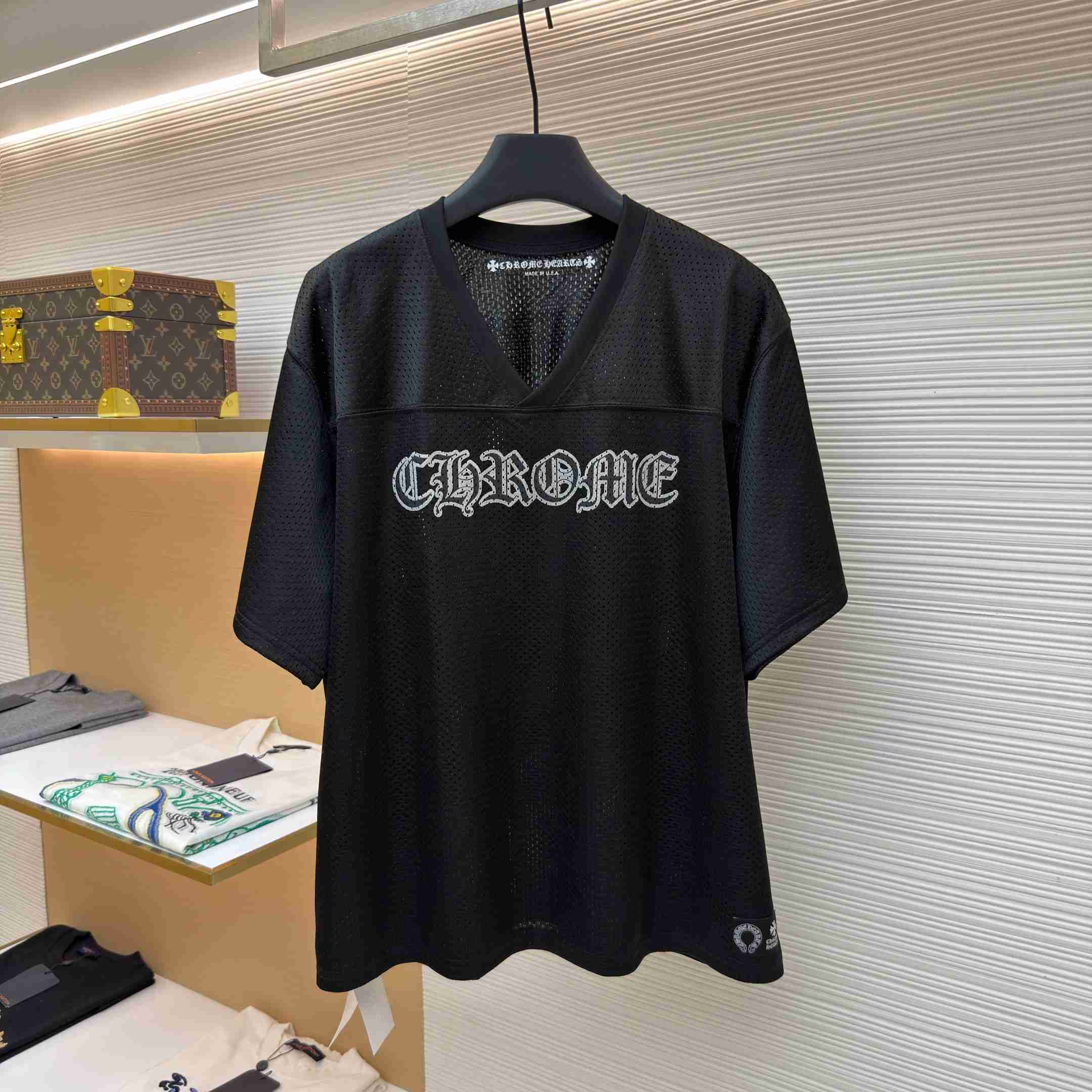 Chrome Hearts Mesh Stadium Football Jersey 'Black' - FashionPlug