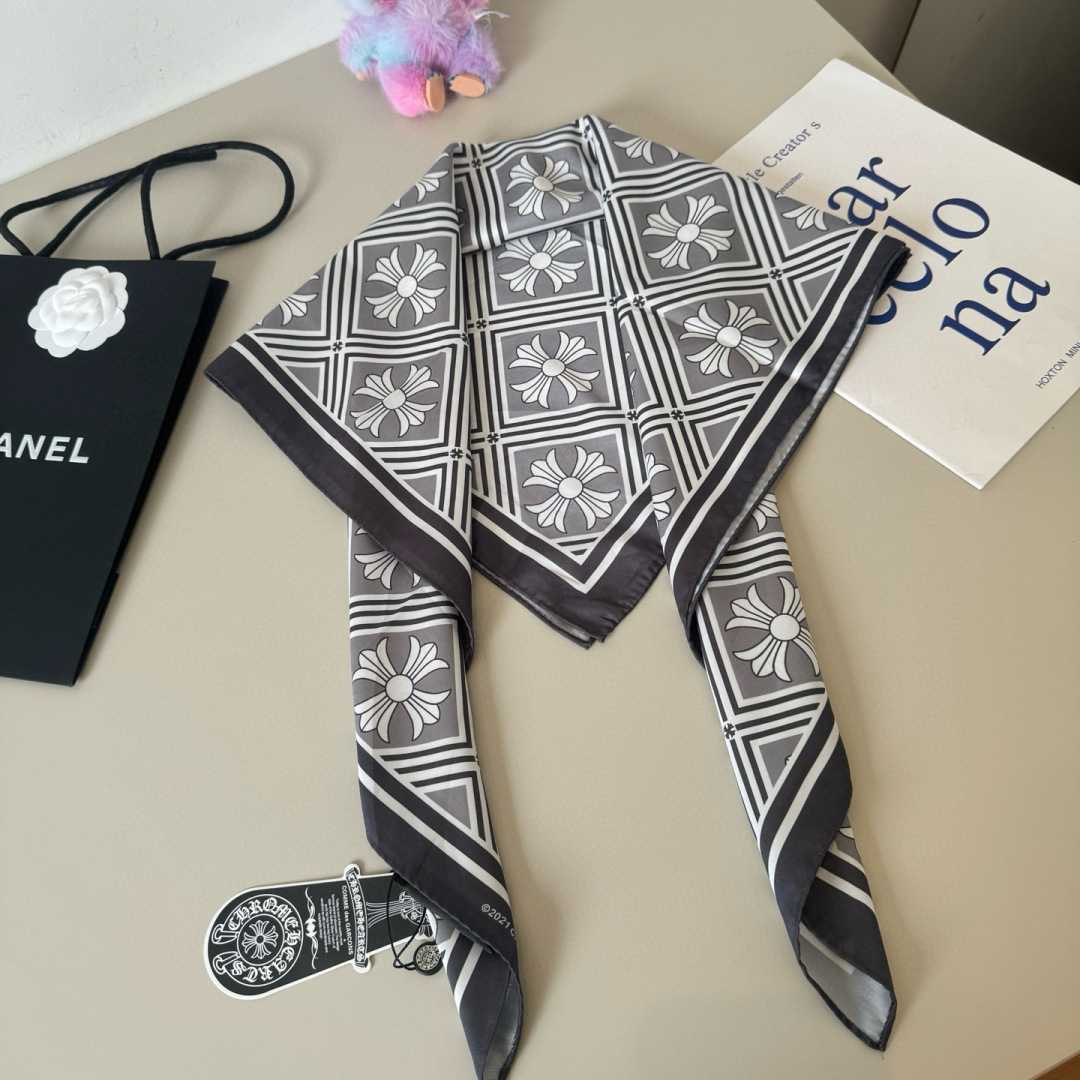 Chrome Heart Square Silk Scarf - FashionPlug