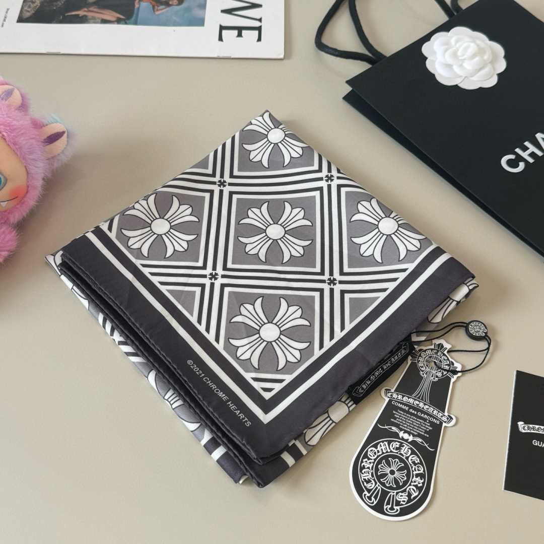Chrome Heart Square Silk Scarf - FashionPlug